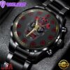Custom Name Atlanta Falcons NFL Men Black Stainless Steel Watch Gift For Fans