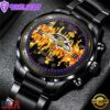 Custom Name Baltimore Ravens NFL 3D Men Black Stainless Steel Watch Gift For Fans