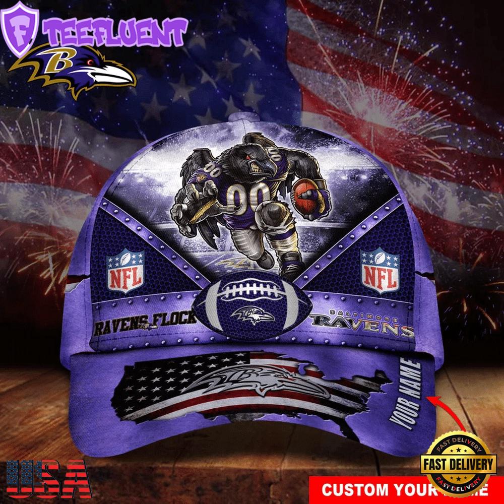 Custom Name Baltimore Ravens NFL Super Bowl LIX Baseball Cap
