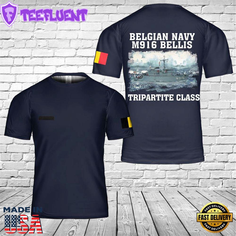 Custom Name Belgian Navy M916 Bellis 3D T-shirt
