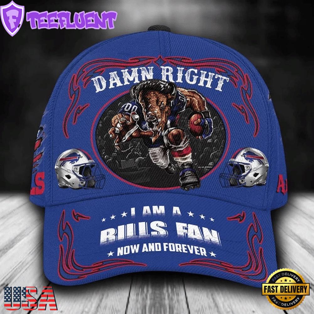 Custom Name Buffalo Bills NFL Mascot Damn Right Sport Baseball Cap