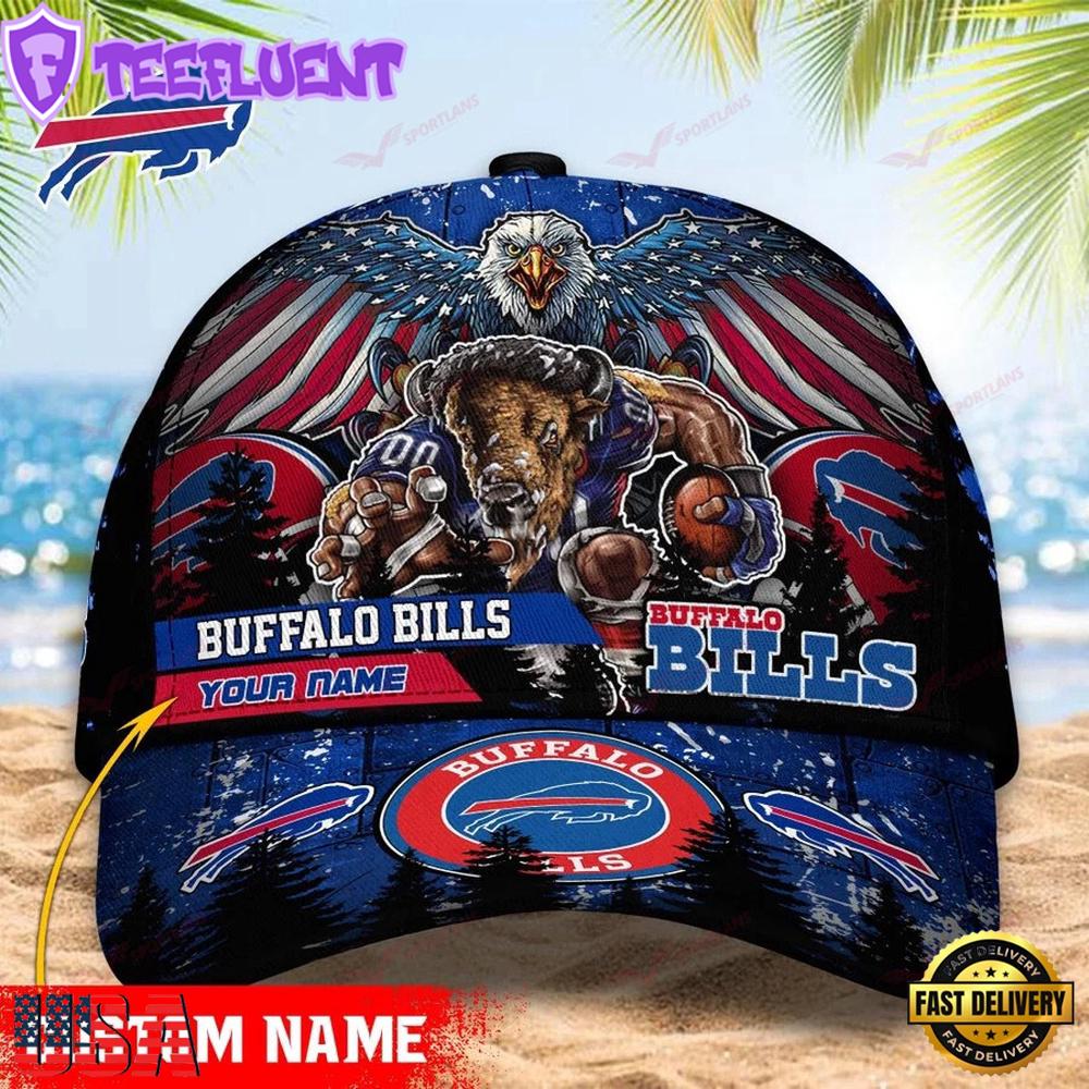 Custom Name Buffalo Bills NFL Mascot Eagle Baseball Cap