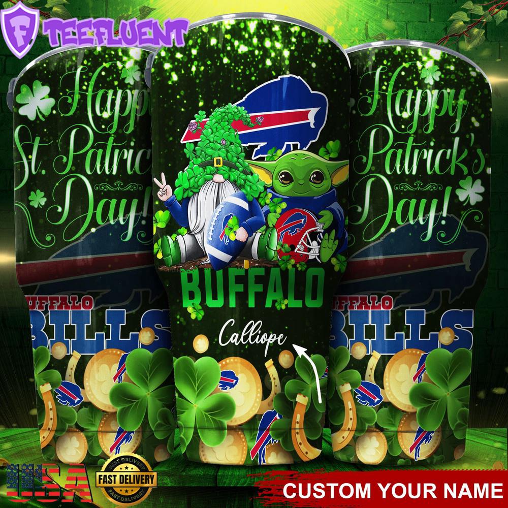 Custom Name Buffalo Bills NFL Shamrock Happy Patrick Day Tumbler