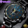 Custom Name Carolina Panthers NFL Men Black Stainless Steel Watch Gift For Fans