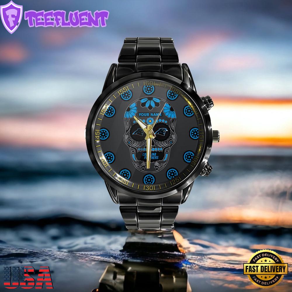 NFL Custom Name Carolina Panthers Men Black Stainless Steel Watch NFL Custom Name Carolina Panthers Men Black Stainless Steel Watch