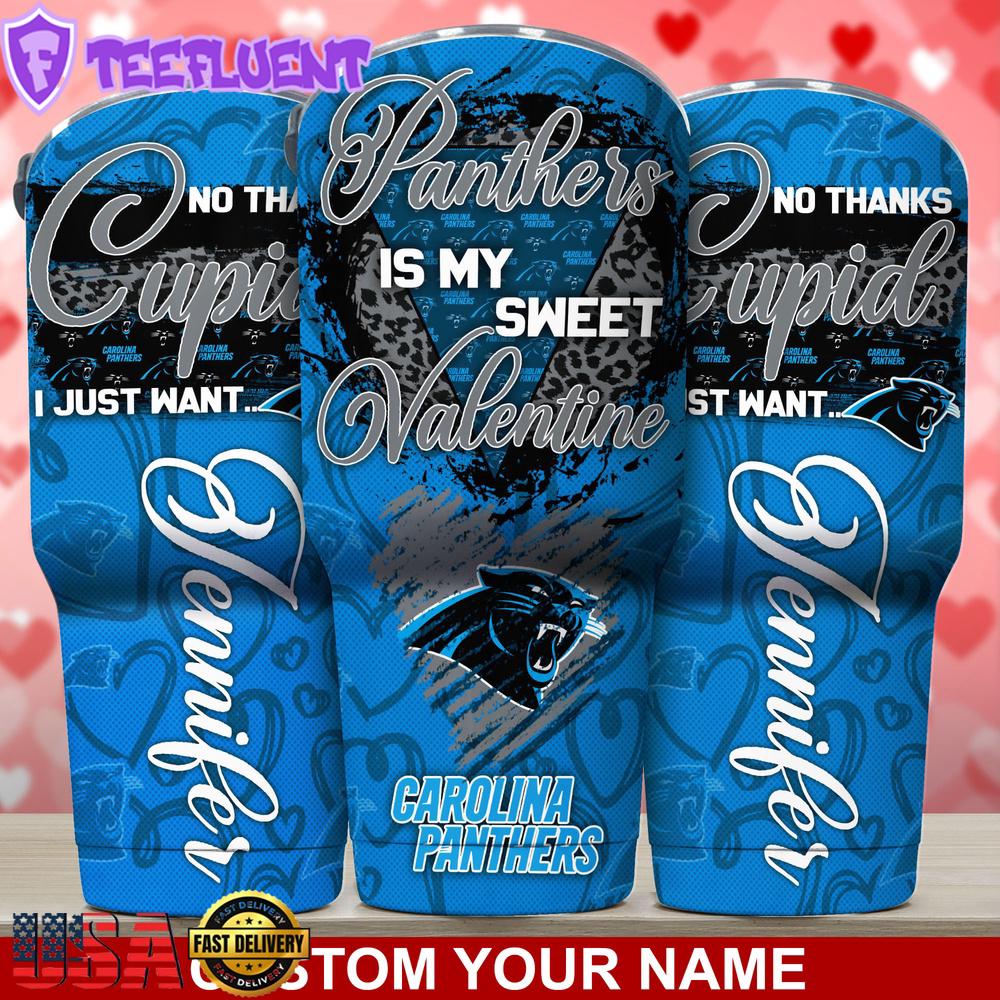 Custom Name Carolina Panthers NFL You Are My Sweet Valentine Day Tumbler