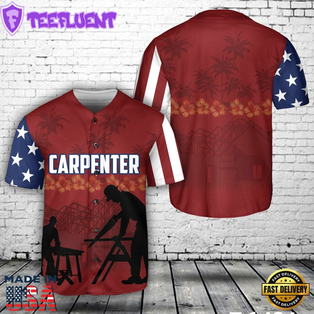 Custom Name Carpenter Tropical Baseball Jersey