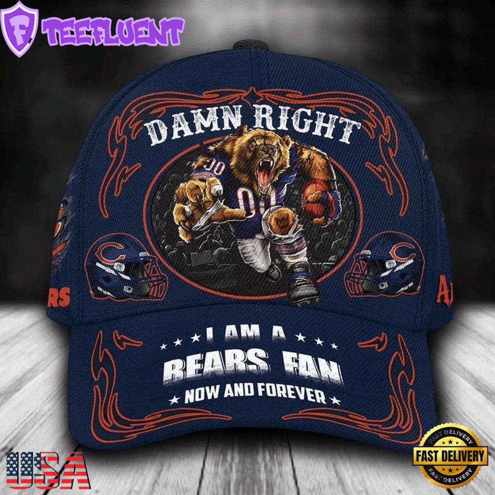 Custom Name Chicago Bears NFL Mascot Damn Right Sport Baseball Cap