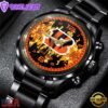 Custom Name Cincinnati Bengals NFL 3D Men Black Stainless Steel Watch Gift For Fans