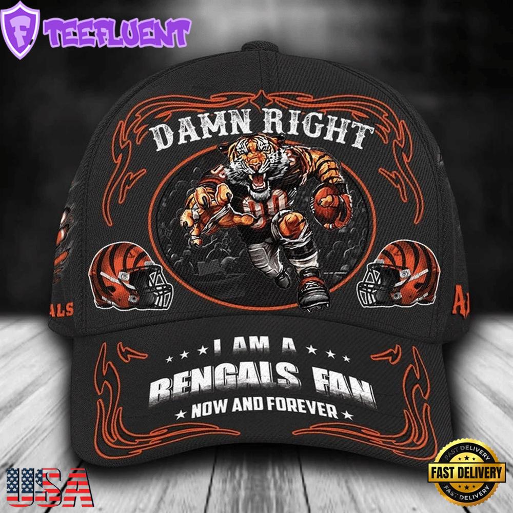 Custom Name Cincinnati Bengals NFL Mascot Damn Right Sport Baseball Cap