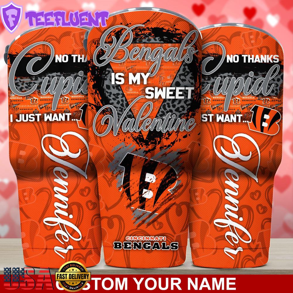 Custom Name Cincinnati Bengals NFL You Are My Sweet Valentine Day Tumbler