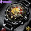 Custom Name Cleveland Browns NFL 3D Men Black Stainless Steel Watch Gift For Fans For Father