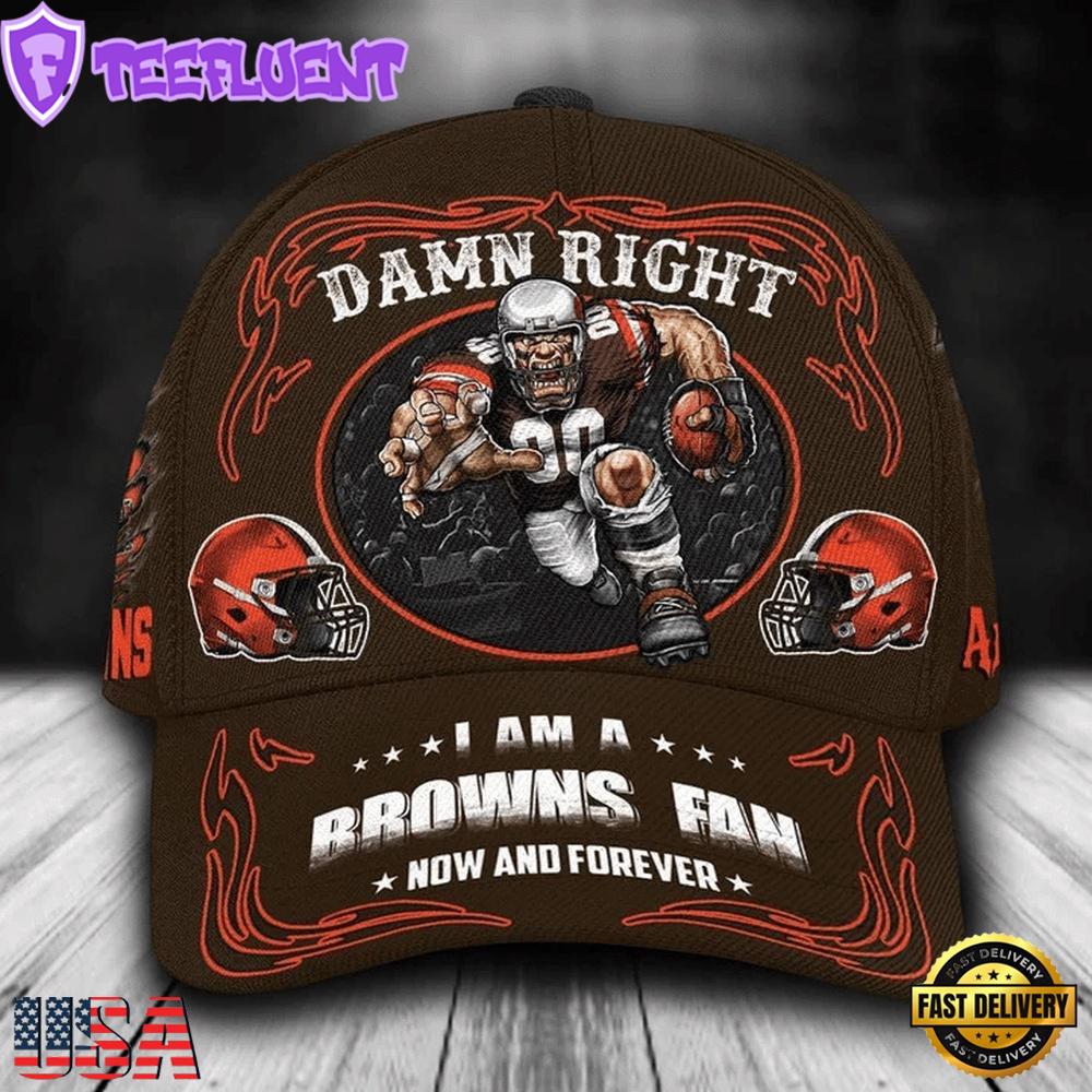 Custom Name Cleveland Browns NFL Mascot Damn Right Sport Baseball Cap