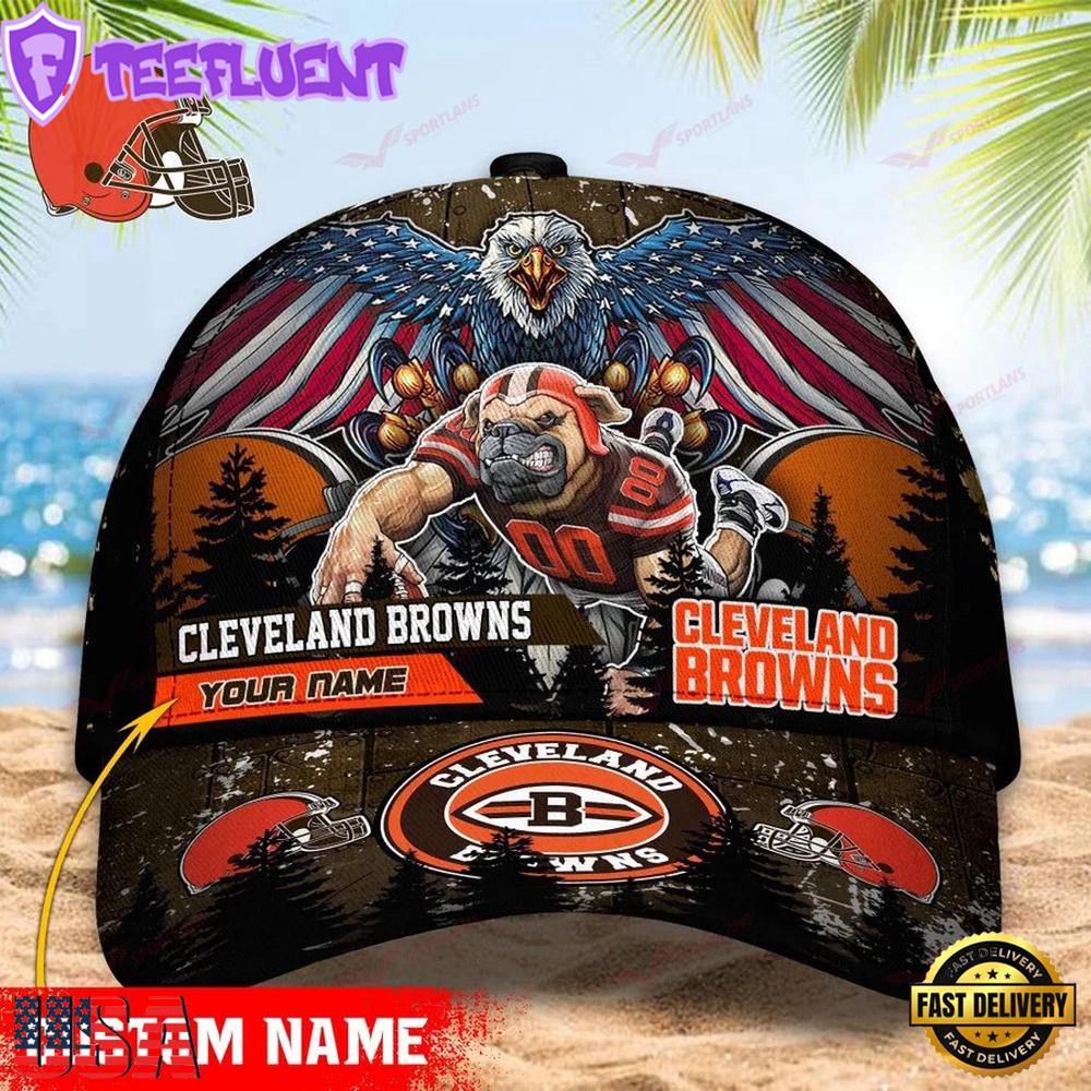 Custom Name Cleveland Browns NFL Mascot Eagle Baseball Cap