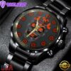 Custom Name Cleveland Browns NFL Men Black Stainless Steel Watch Gift For Fans