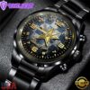 Custom Name Dallas Cowboys NFL 3D Men Black Stainless Steel Watch Gift For Fans