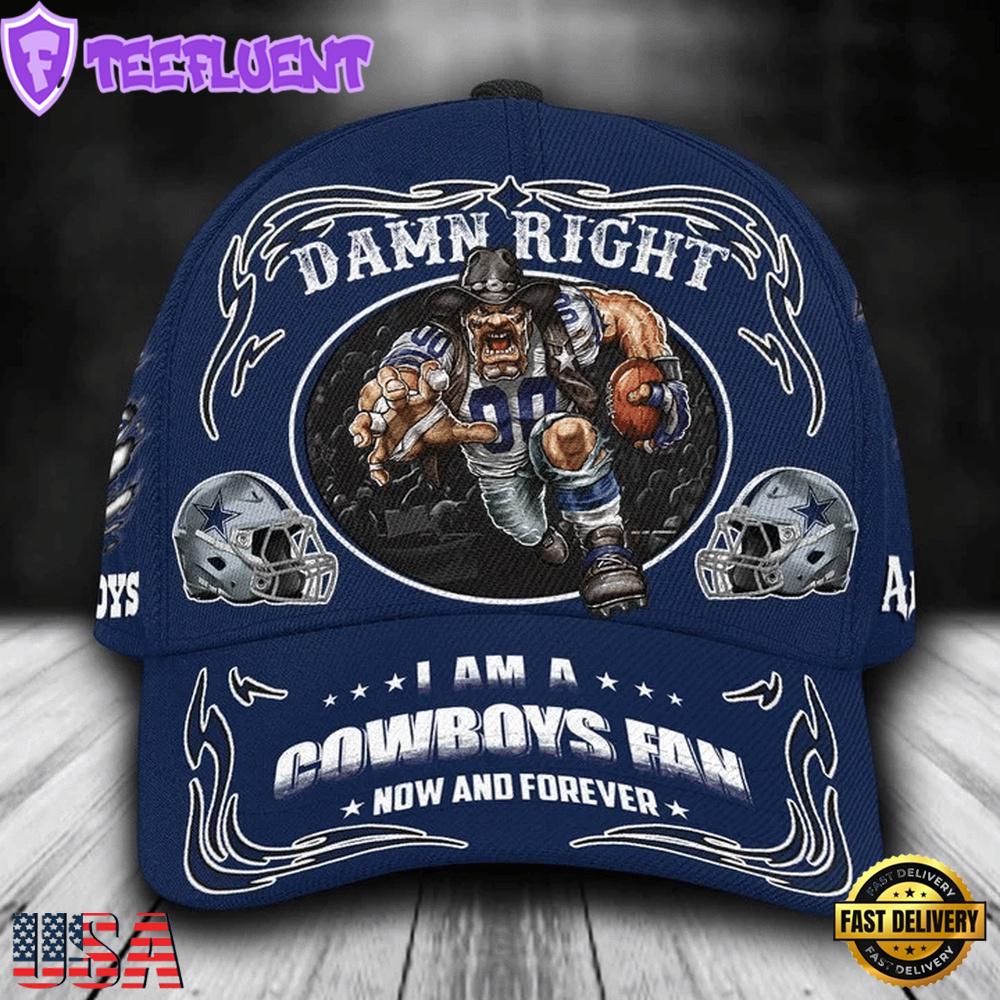 Custom Name Dallas Cowboys NFL Mascot Damn Right Sport Baseball Cap