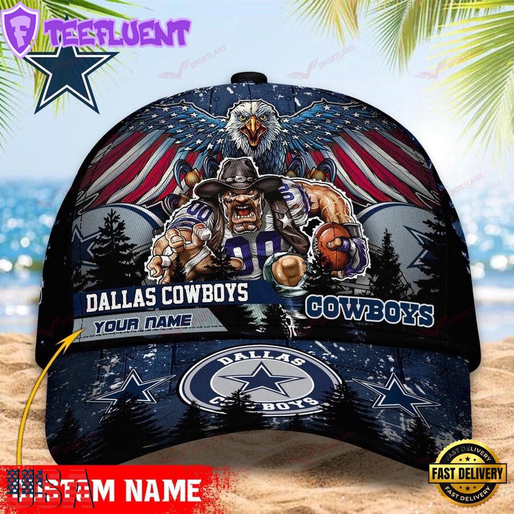 Custom Name Dallas Cowboys NFL Mascot Eagle Baseball Cap