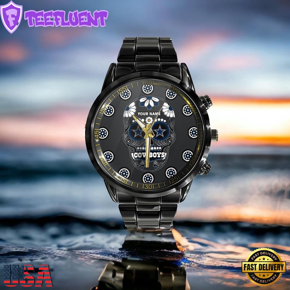 NFL Custom Name Dallas Cowboys Men Black Stainless Steel Watch NFL Custom Name Dallas Cowboys Men Black Stainless Steel Watch