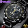 Custom Name Dallas Cowboys NFL Men Black Stainless Steel Watch Gift For Fans