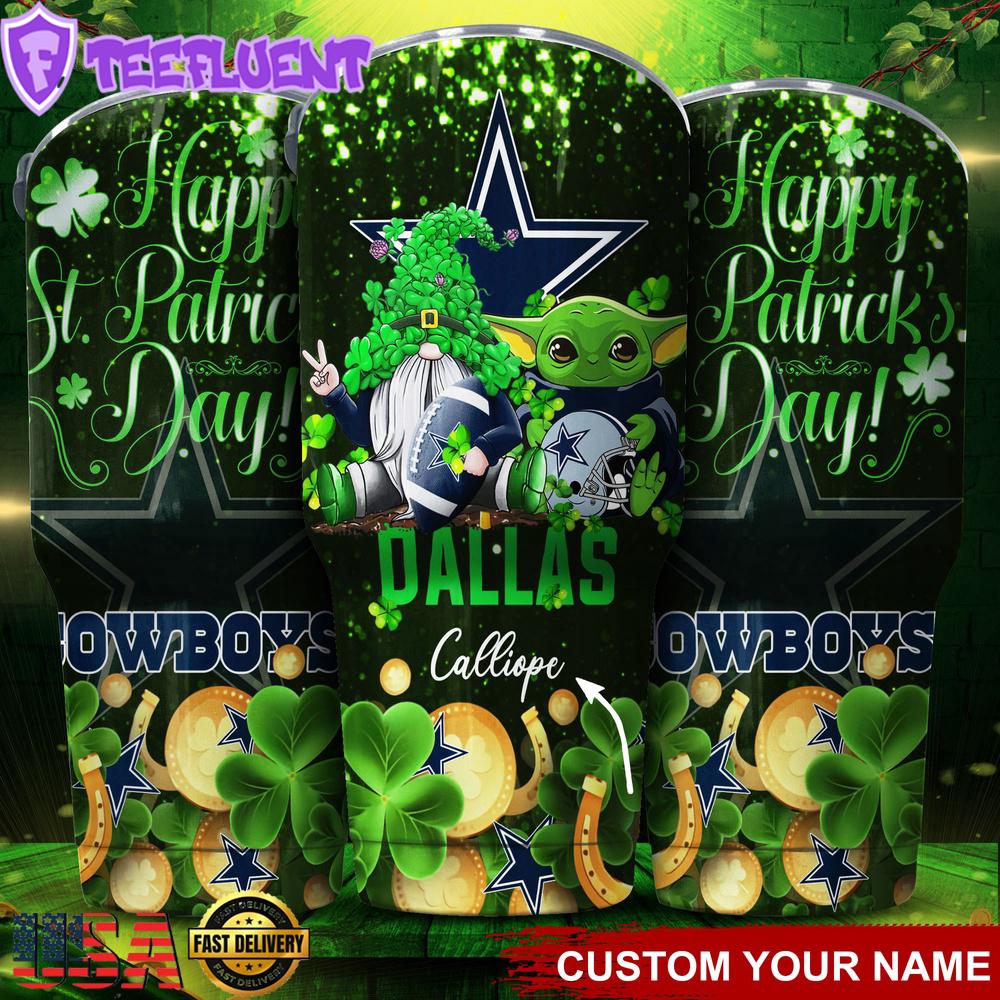 Custom Name Dallas Cowboys NFL Shamrock Happy Patrick Day Tumbler