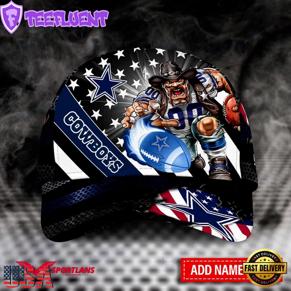 Custom Name Dallas Cowboys Team Mascot Nfl Baseball Cap