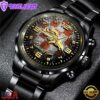 Custom Name Denver Broncos NFL 3D Men Black Stainless Steel Watch Gift For Fans