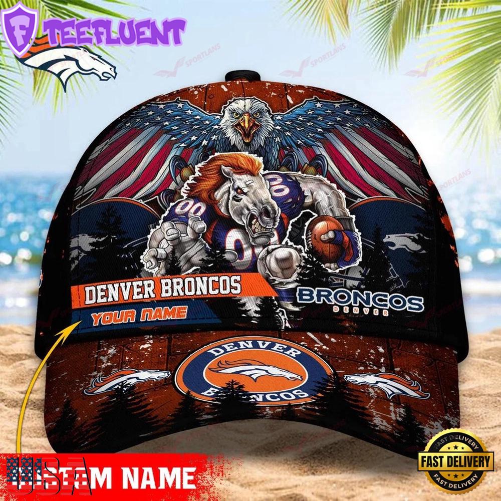 Custom Name Denver Broncos NFL Mascot Eagle Baseball Cap