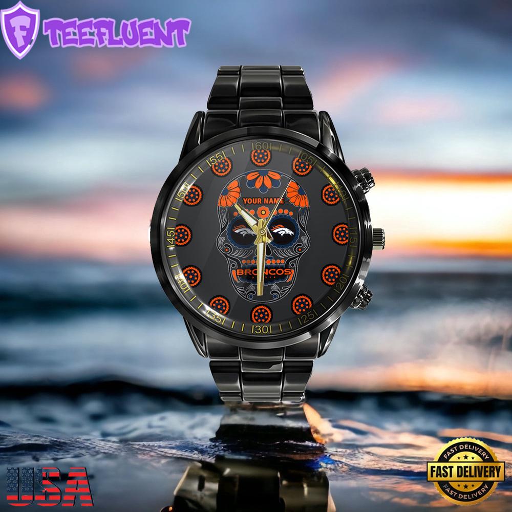 NFL Custom Name Denver Broncos Men Black Stainless Steel Watch NFL Custom Name Denver Broncos Men Black Stainless Steel Watch