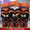 Custom Name Denver Broncos NFL Mickey Minnie Couple Valentine Day Tumbler
