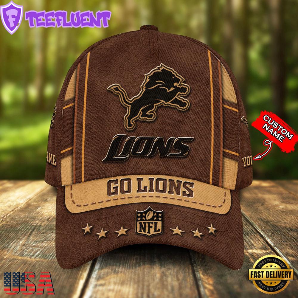 Custom Name Detroit Lions Nfl Team Sport Baseball Cap