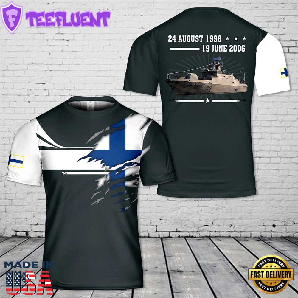 Custom Name Finnish Navy FNS Hanko (82) 3D T-shirt