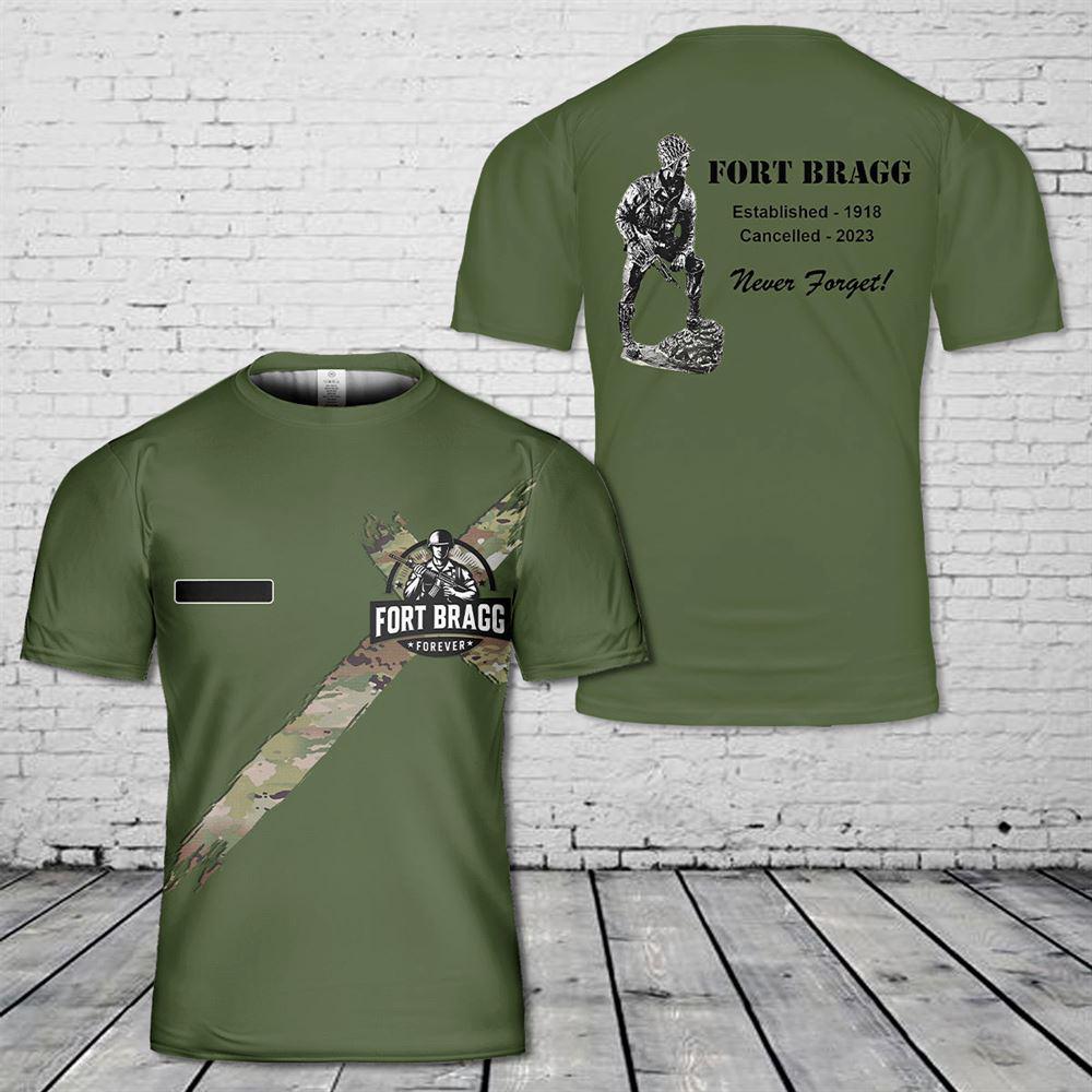 Custom Name Fort Bragg Home Of The Airborne And Special Operations Forces Never Forget T-Shirt 3D