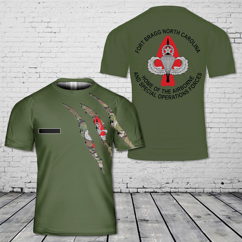 Custom Name Fort Bragg Home Of The Airborne And Special Operations Forces T-Shirt 3D