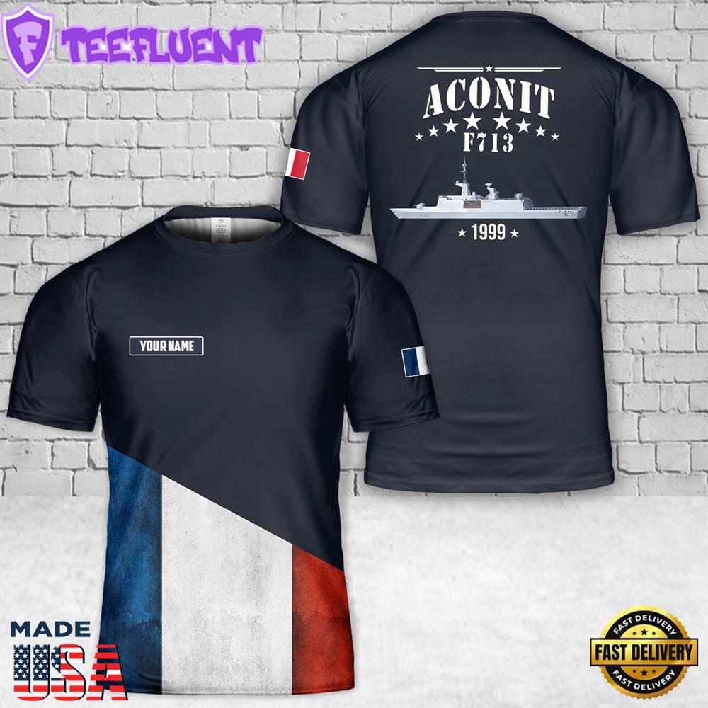 Custom Name French Navy Aconit (F 713) T-Shirt 3D