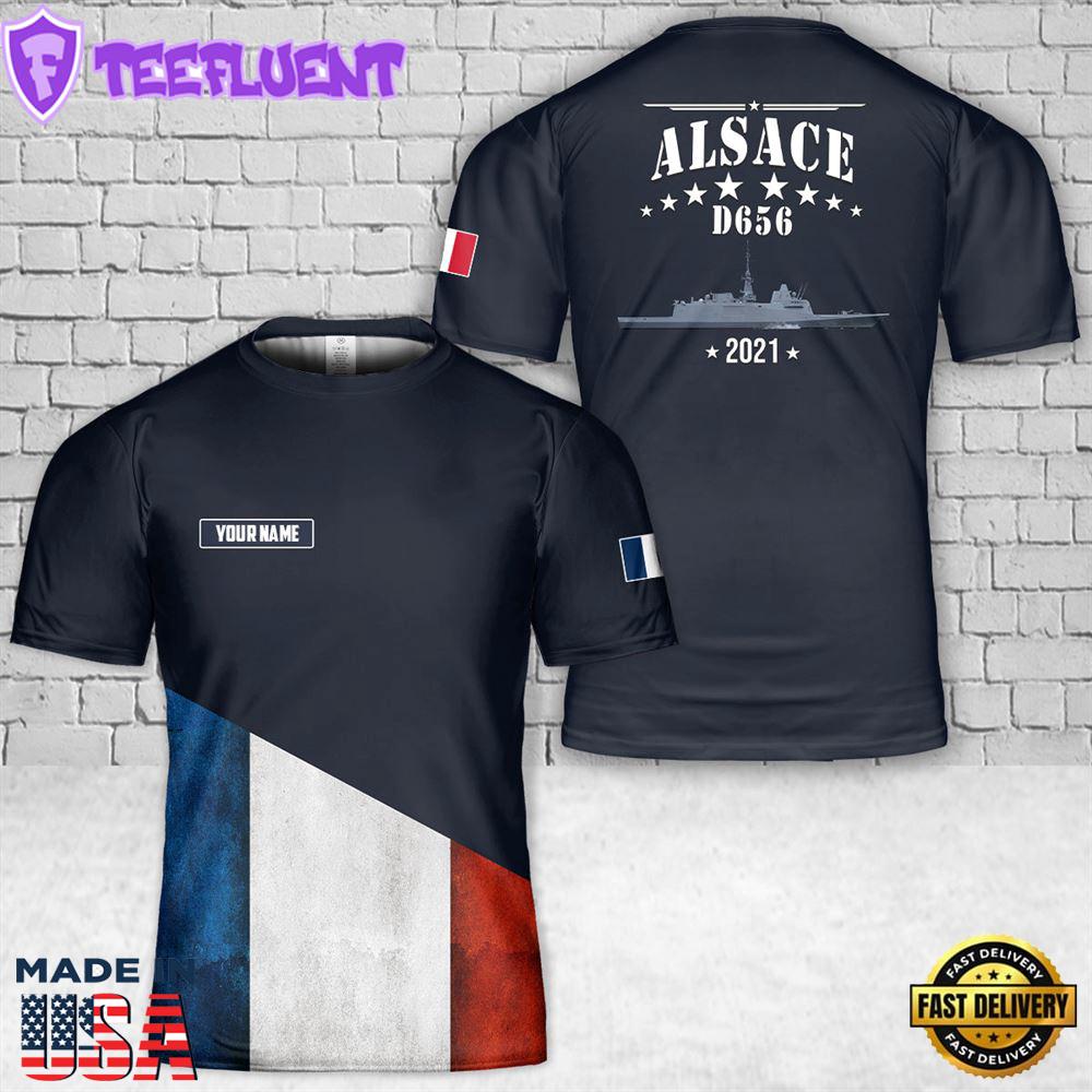 Custom Name French Navy Alsace (D656) T-Shirt 3D
