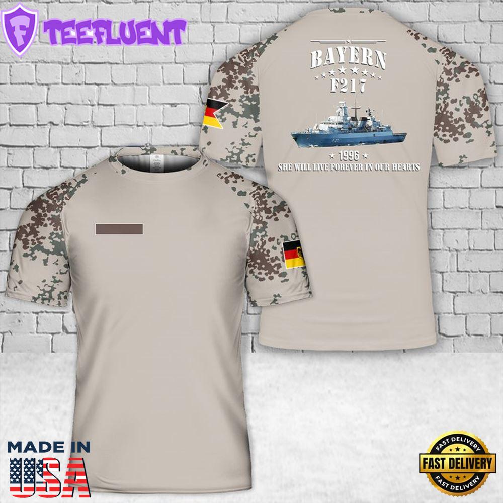 Custom Name German Navy Bayern (F 217) T-Shirt 3D