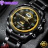Custom Name Green Bay Packers NFL 3D Men Black Stainless Steel Watch Gift For Fans