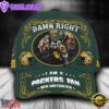 Custom Name Green Bay Packers NFL Mascot Damn Right Sport Baseball Cap