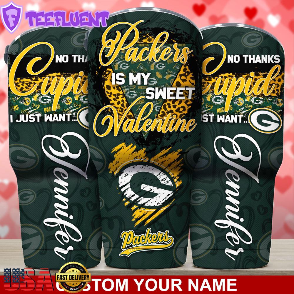 Custom Name Green Bay Packers NFL You Are My Sweet Valentine Day Tumbler