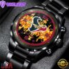 Custom Name Houston Texans NFL 3D Men Black Stainless Steel Watch Gift For Fans