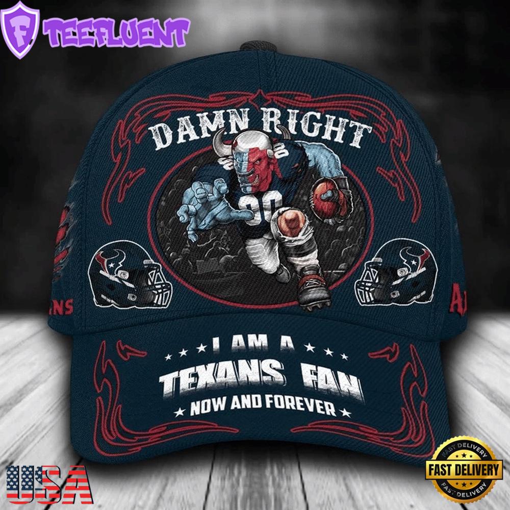 Custom Name Houston Texans NFL Mascot Damn Right Sport Baseball Cap