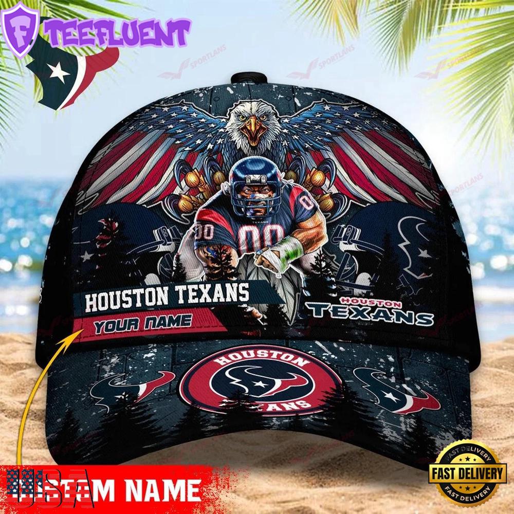 Custom Name Houston Texans NFL Mascot Eagle Baseball Cap