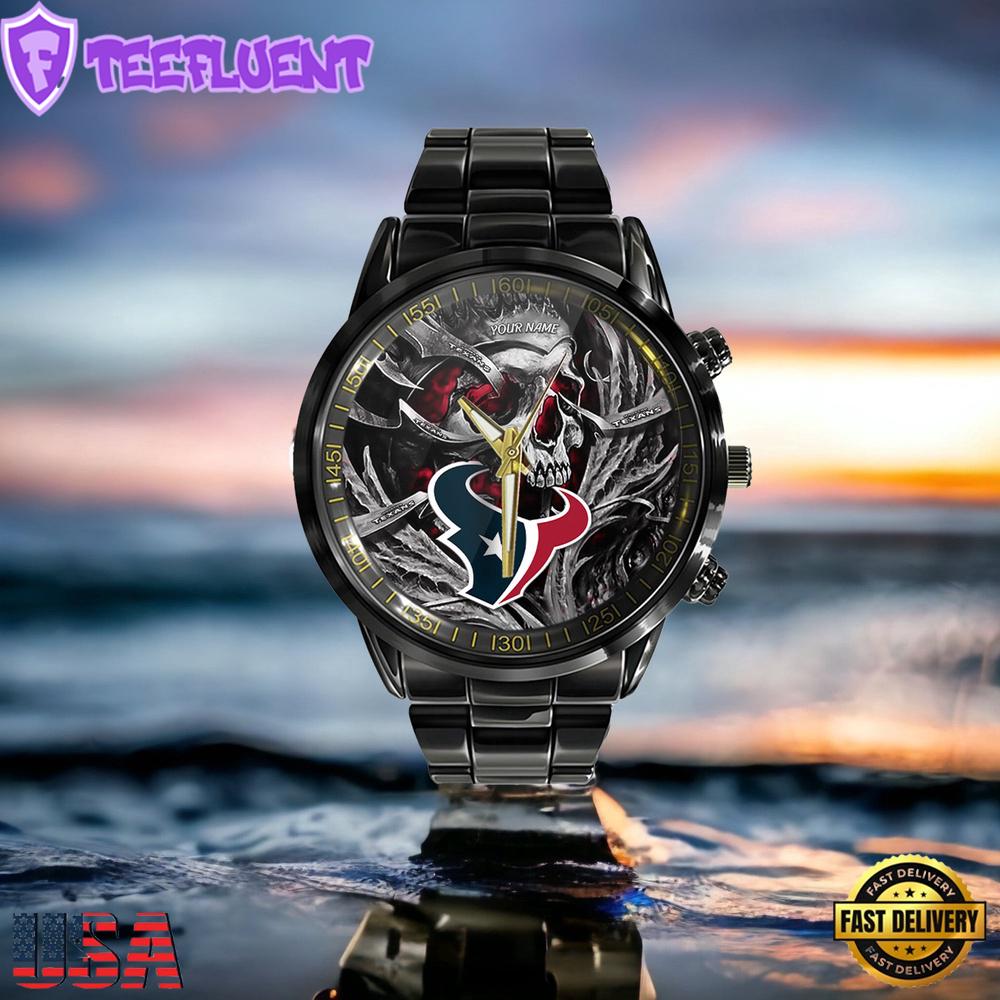 NFL Custom Name Houston Texans Men Black Stainless Steel Watch NFL Custom Name Houston Texans Men Black Stainless Steel Watch