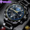 Custom Name Indianapolis Colts NFL 3D Men Black Stainless Steel Watch Gift For Fans