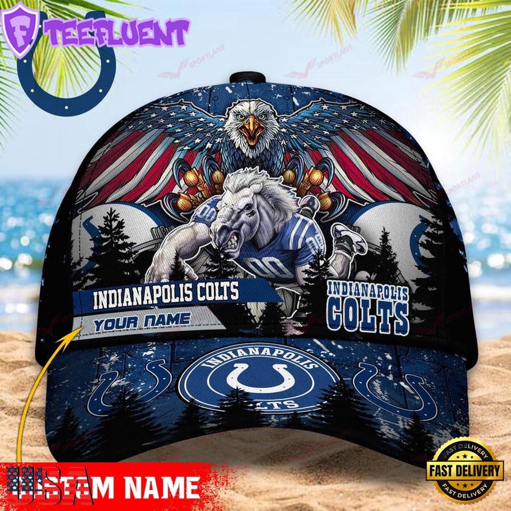 Custom Name Indianapolis Colts NFL Mascot Eagle Baseball Cap