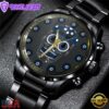 Custom Name Indianapolis Colts NFL Men Black Stainless Steel Watch Gift For Fans