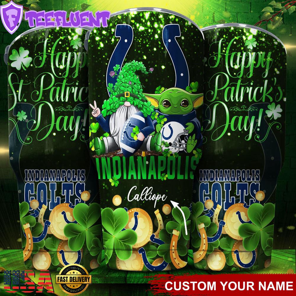 Custom Name Indianapolis Colts NFL Shamrock Happy Patrick Day Tumbler