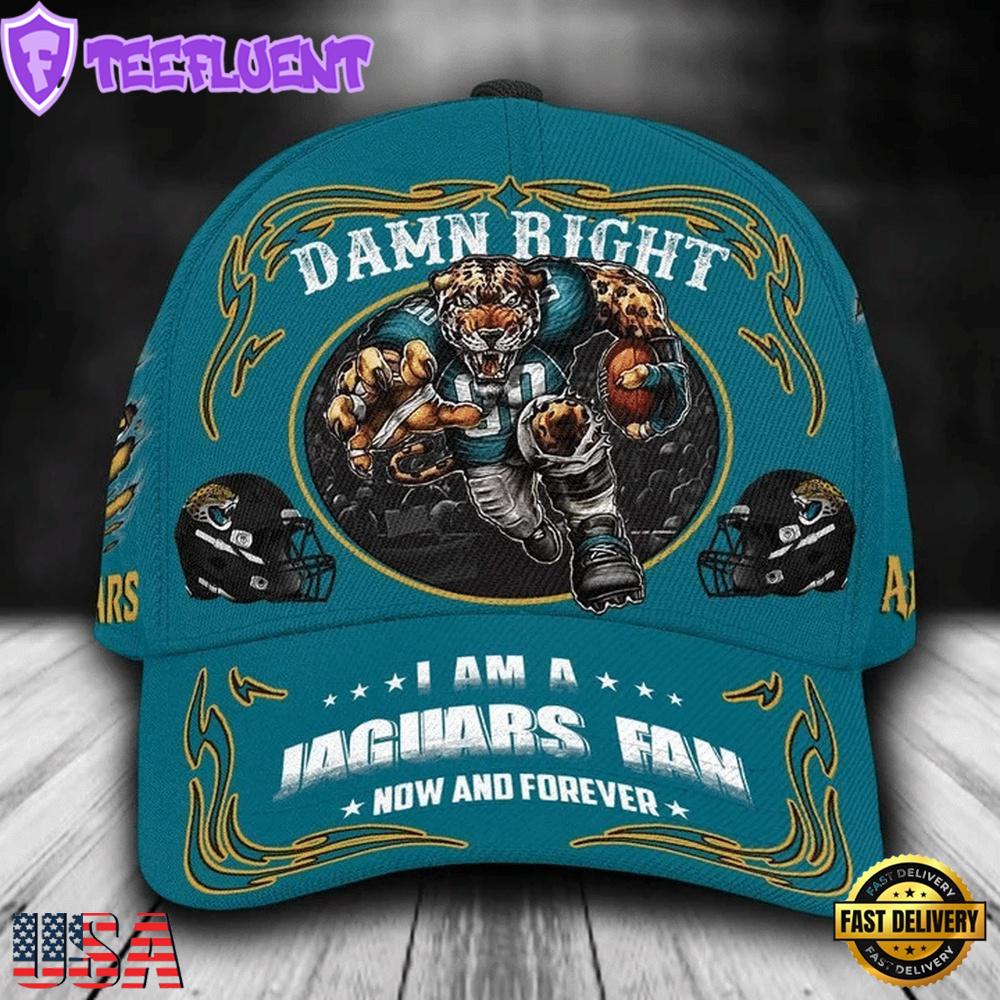 Custom Name Jacksonville Jaguars NFL Mascot Damn Right Sport Baseball Cap