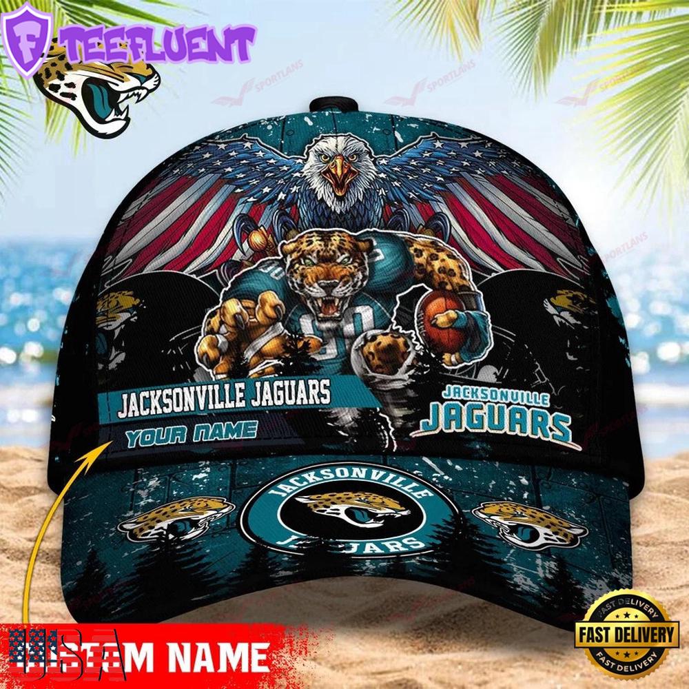 Custom Name Jacksonville Jaguars NFL Mascot Eagle Baseball Cap